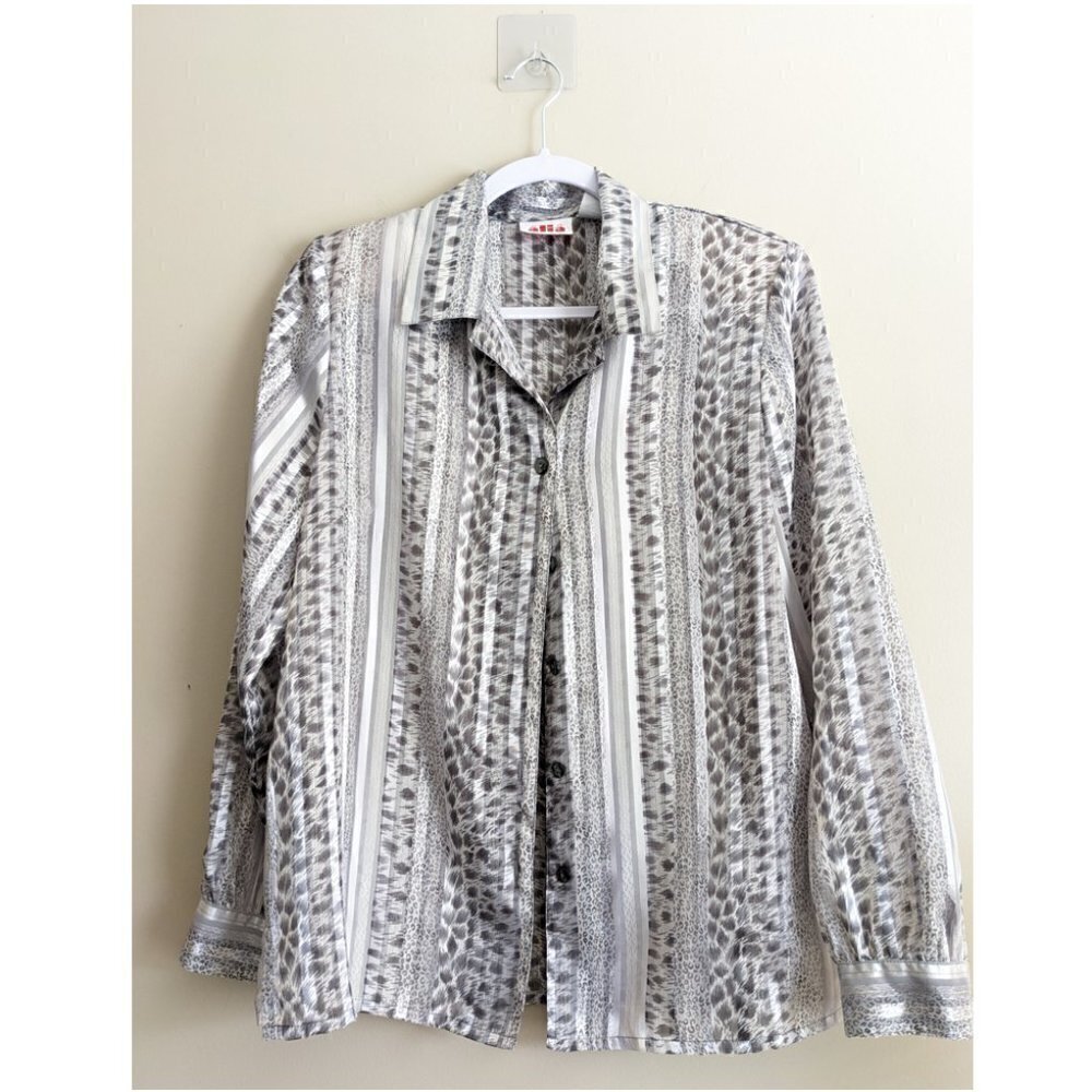 Vintage Alia Leopard Stripe Print Blouse